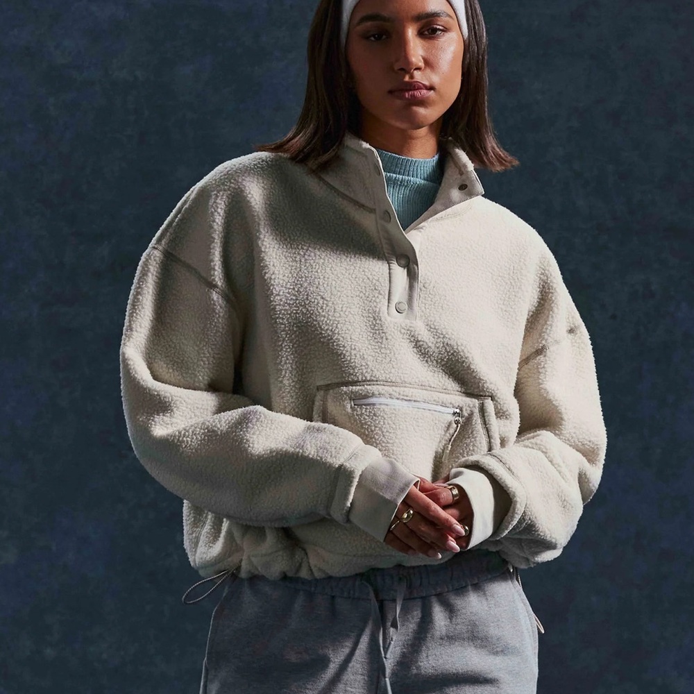 Gymshark Cream Fleece Pullover Jacket